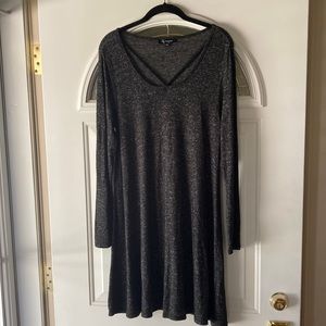 Soft-brushed black and gray long sleeve dress